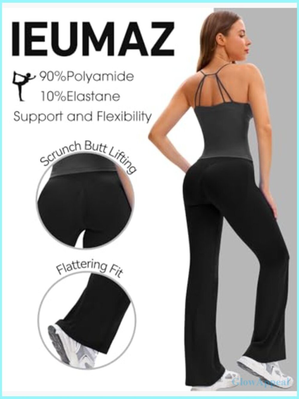 Seamless Scrunch Butt Lifting Flare Leggings Mid Waist Tummy Control Yoga Pants - Picture 4 of 7